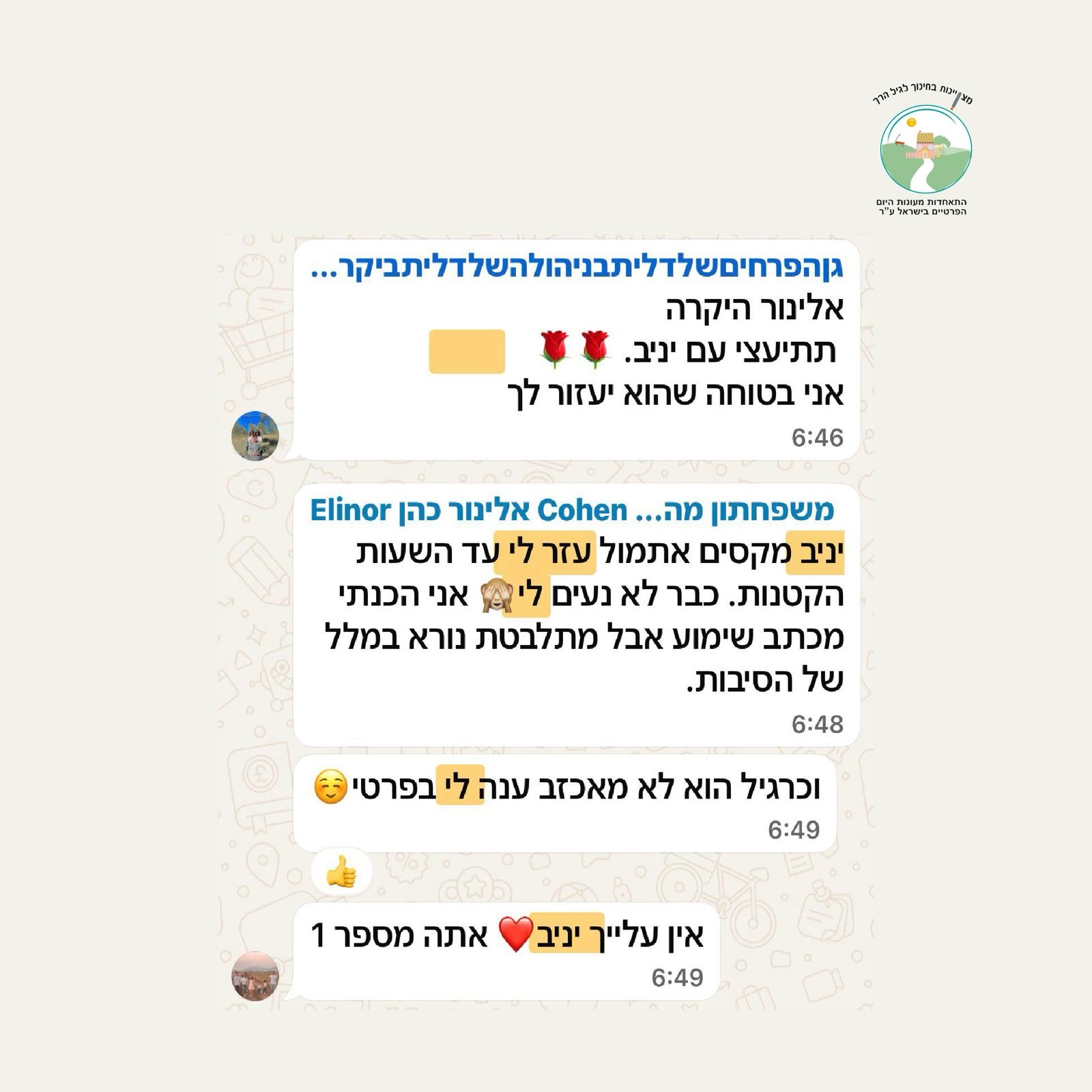 אלינור כהן משפחתון - ינב עזר עד שעות הלילה אתה מספר 1